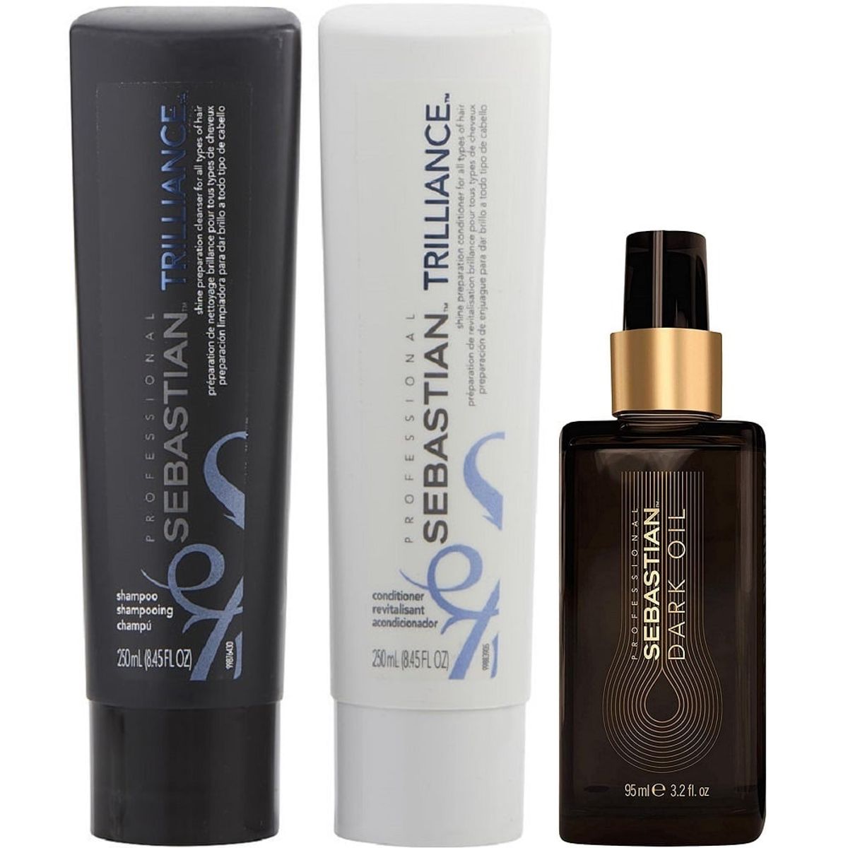 SEBASTIAN - Shampoo 250ml + Acondicionador + Dark Oil Sebastian Trilliance