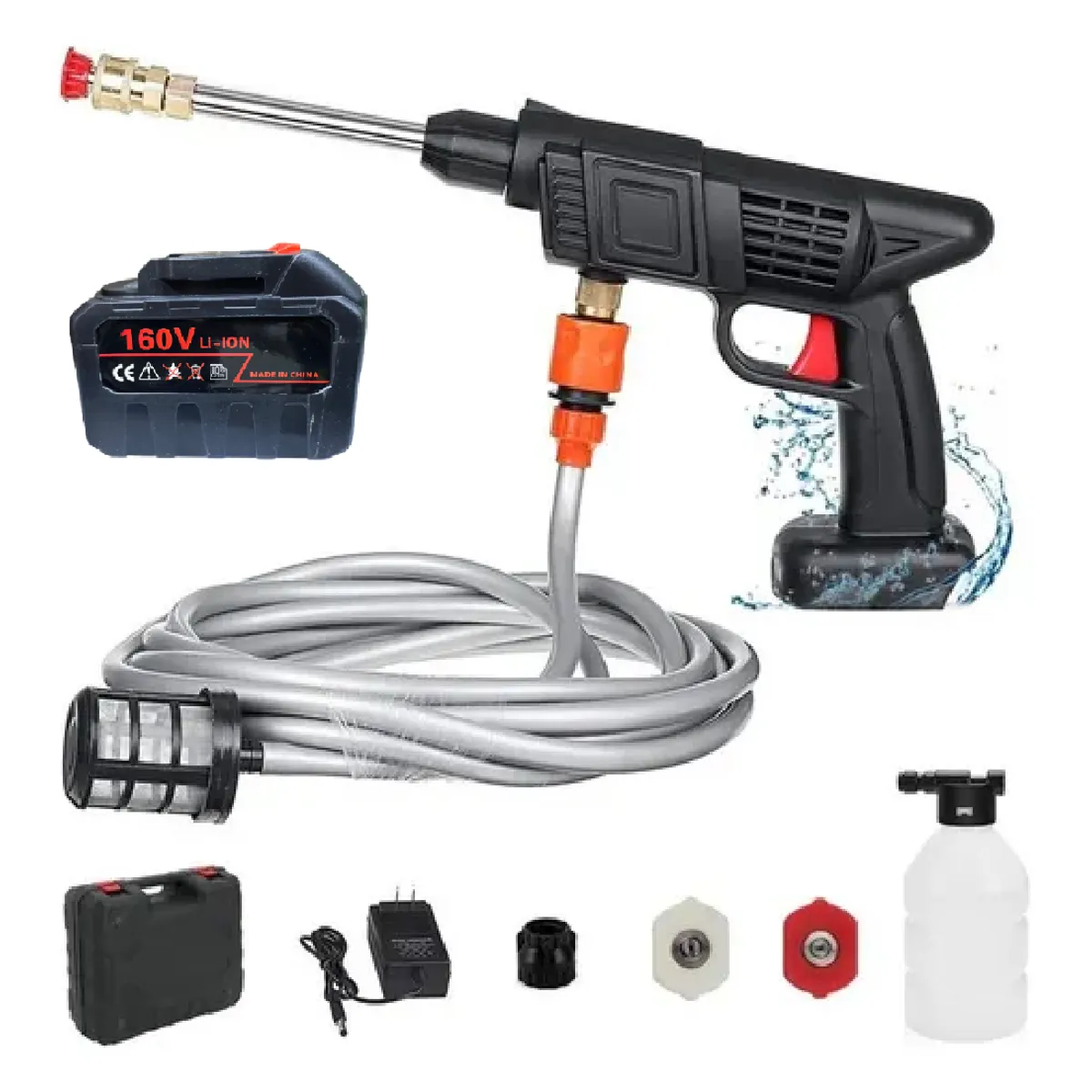 GENERICO - Hidrolavadora Alta Presión Inalámbrica Para Carros Moto 160v