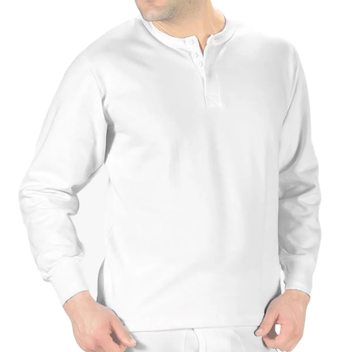 BOSTON - Camiseta Boston Manga Larga de Franela con Botones - Blanco