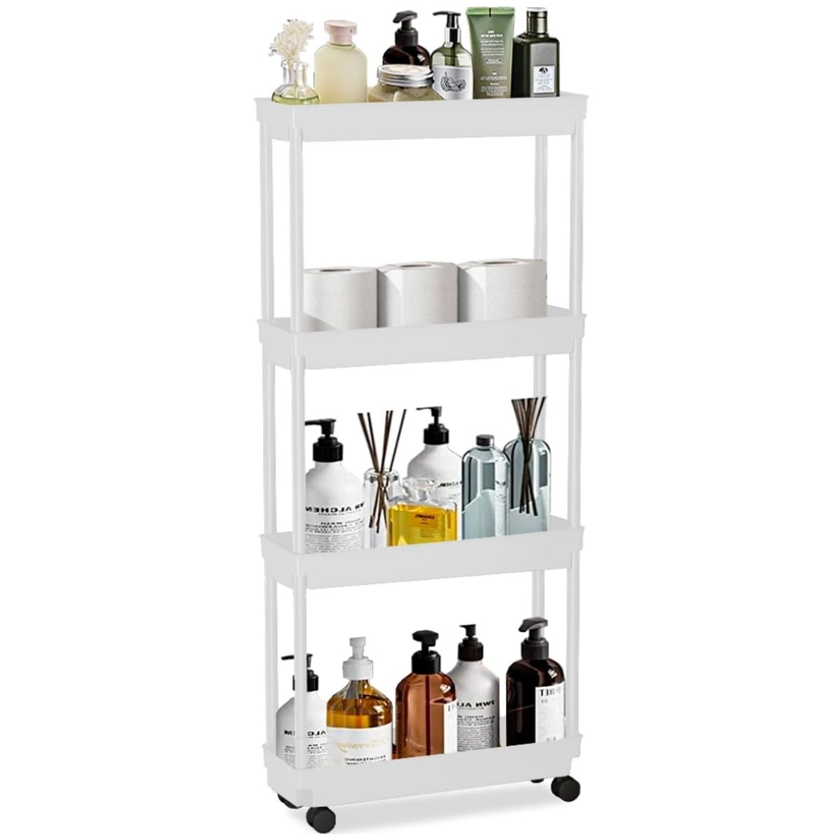 MINARI - Estante Organizador de Baño Ahorrador de Espacio con Ruedas B 464N