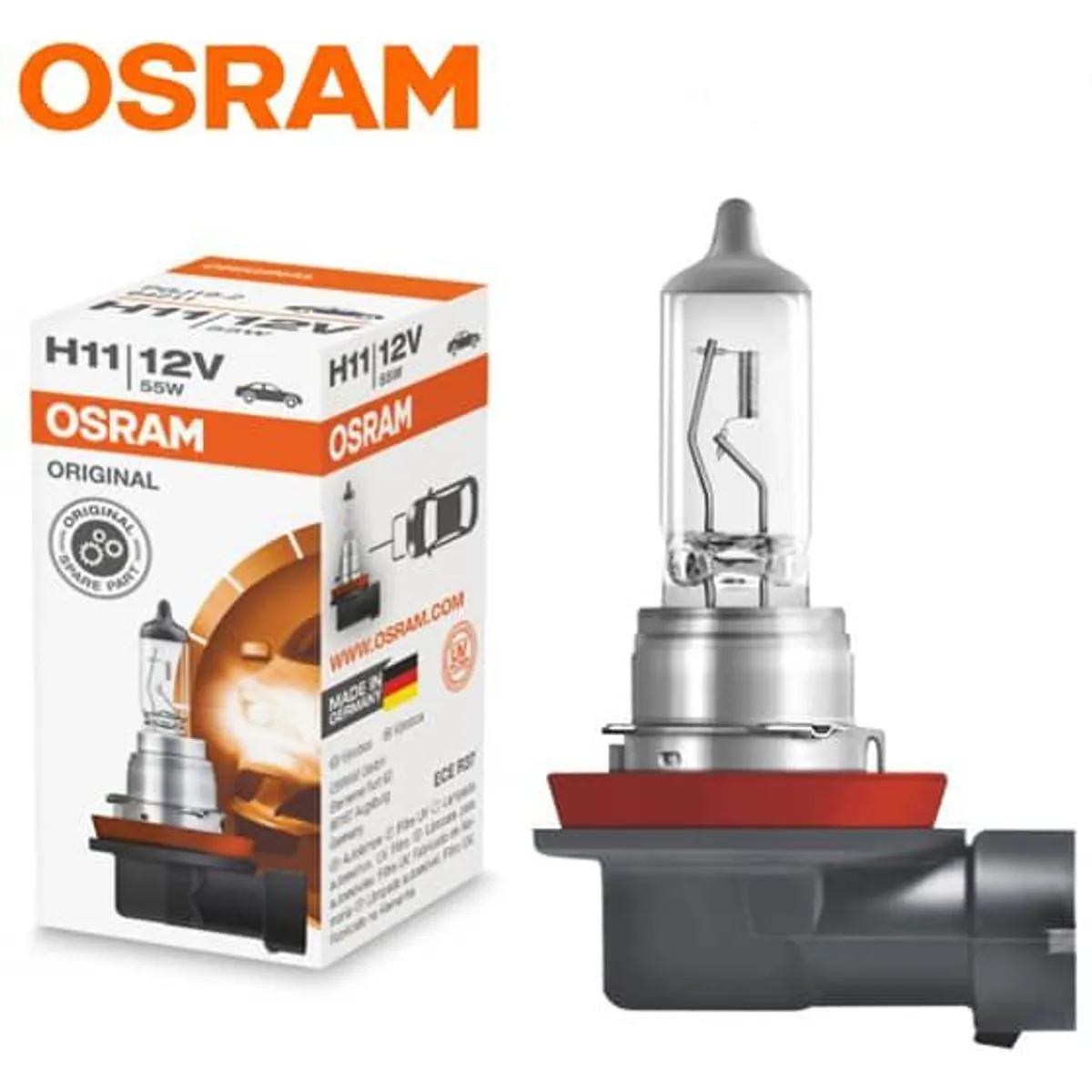 OSRAM - Foco H11 (2 Unidades ) 64211 Halógeno 12V 55W  PGJ19-2