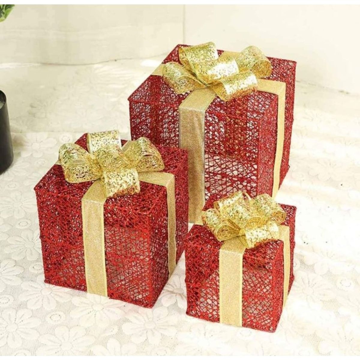 GENERICO - Set de 3 cajas de regalo adorno para navidad