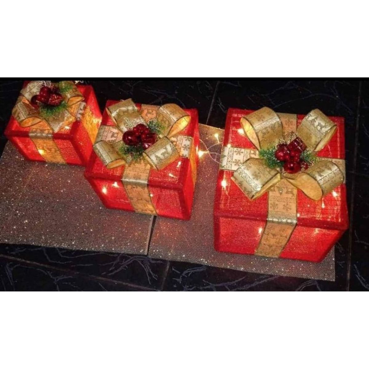 GENERICO - Set de 3 cajas de regalo adorno para navidad
