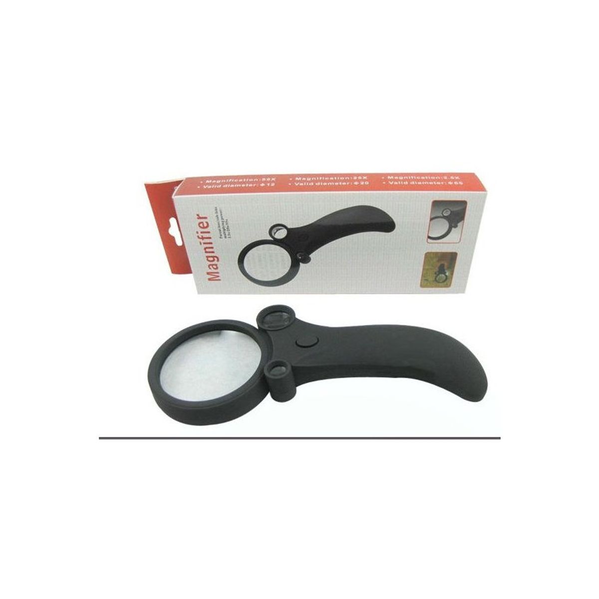 GENERICO - Lupa de mano 2.5x/25x/55x con 5 luces led magnifier