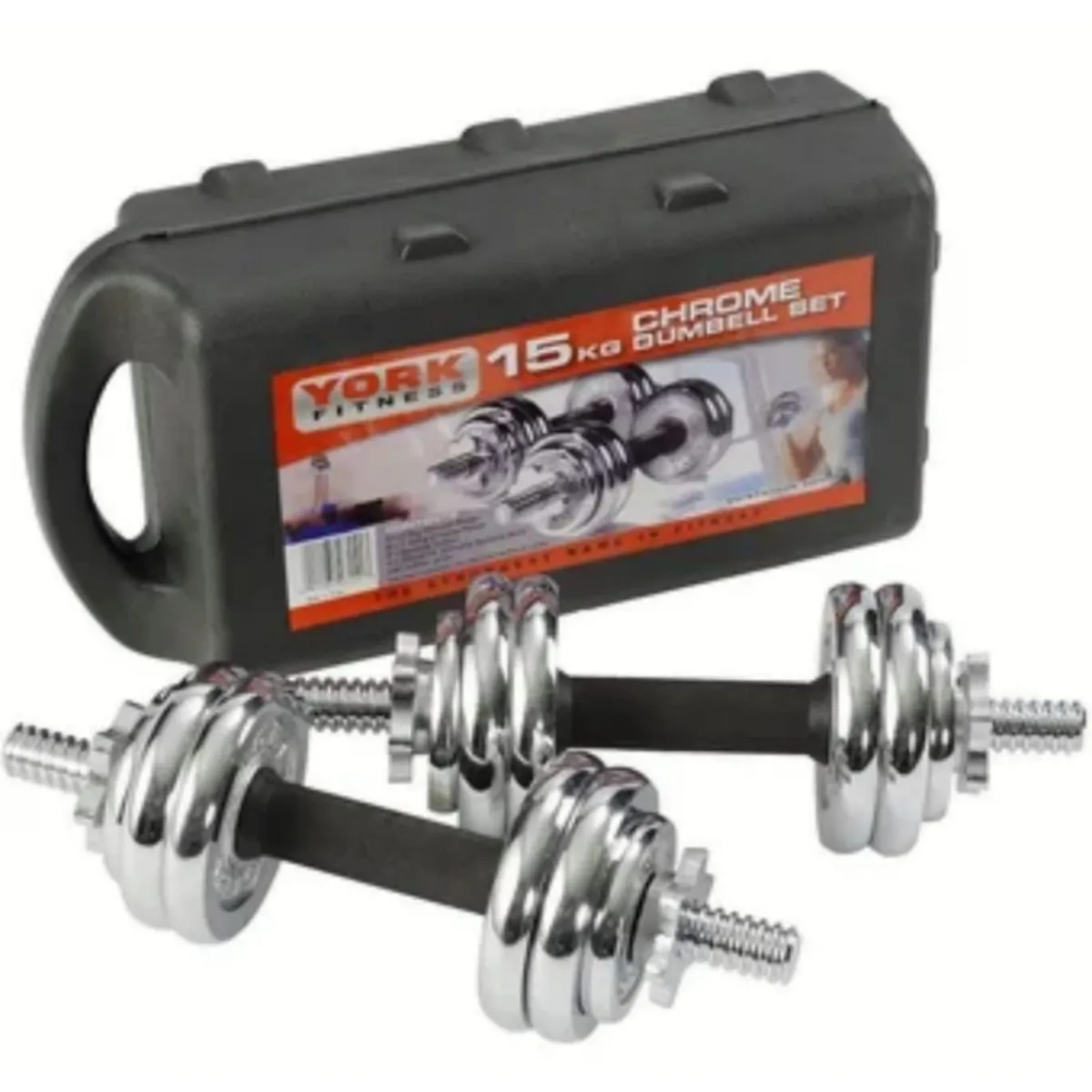 GENERICO - Set De Pesas Mancuernas Cromadas 15kg Maletín Discos
