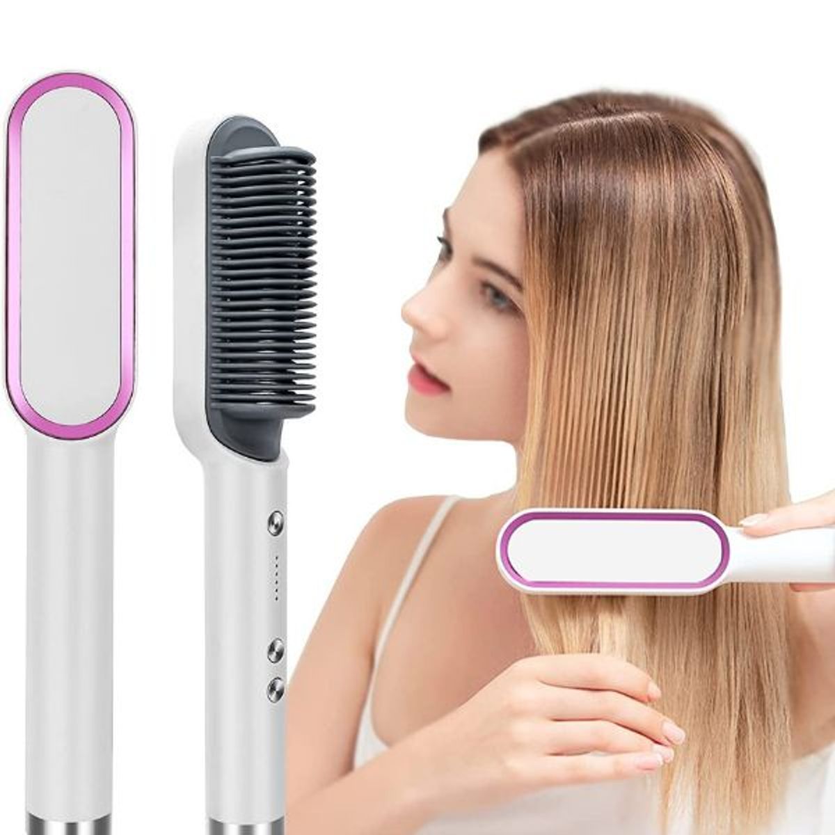 GENERICO - Peine Cepillo Alisador de Cabello Placa Turmalina