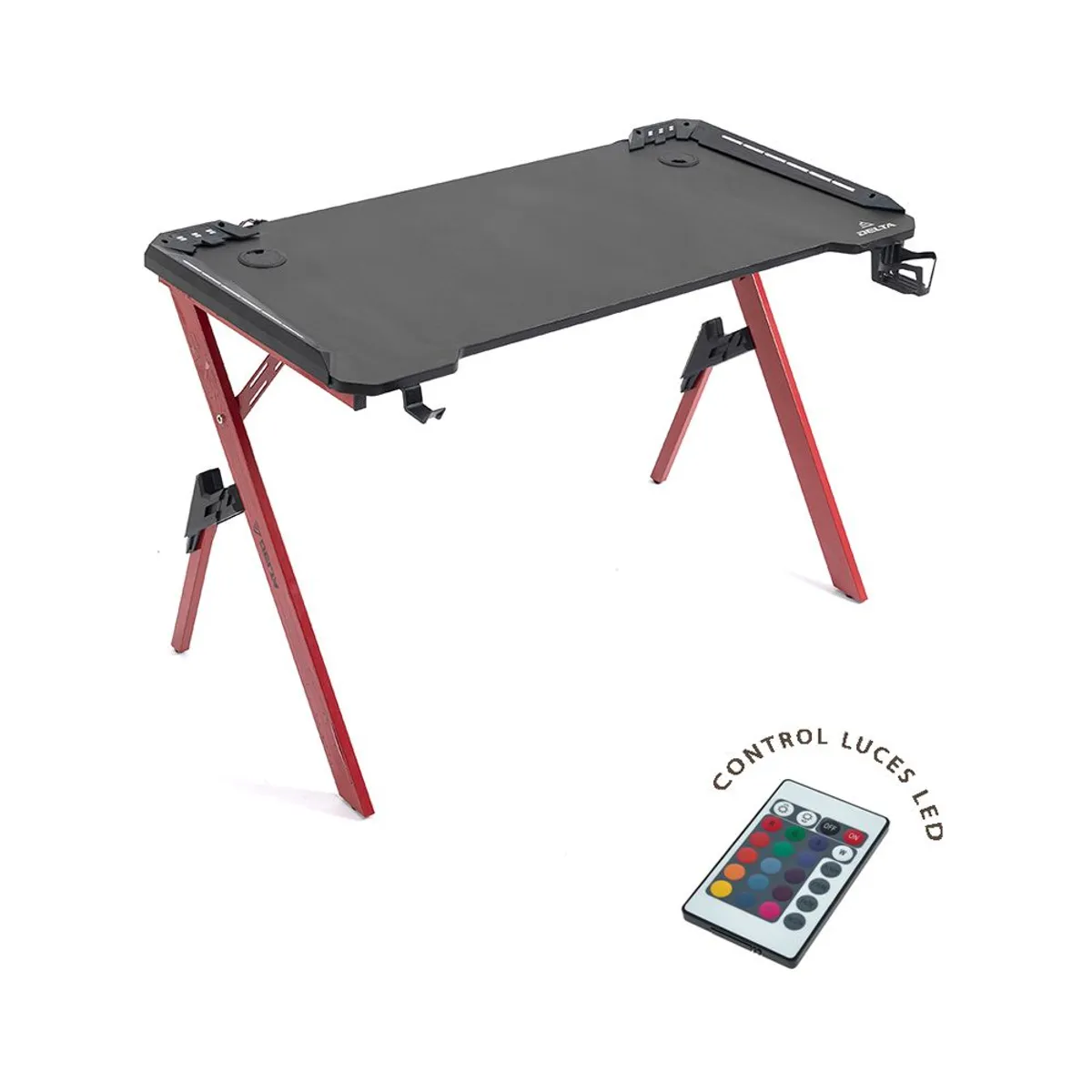 DECORPLAS - Mesa Gamer Delta Red Con Luces Led 120X60Cm Decorplas