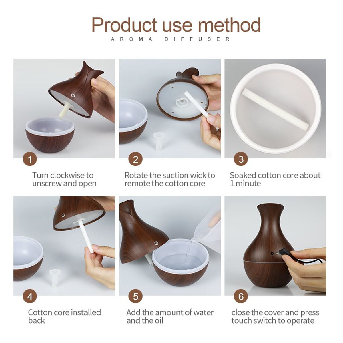 GENERICO - Humidificador difusor de aroma con luz led ultrasónico aromaterapia