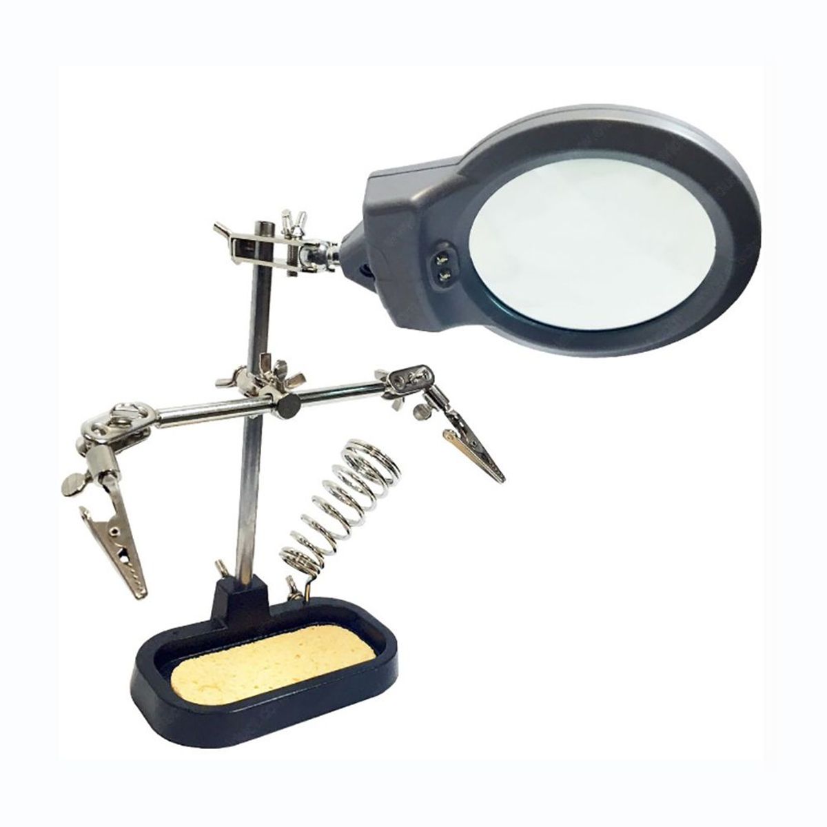 TAKEMA - Soporte sujetador con LUPA y LUZ LED -  TERCERA MANO - TAKEMA ZD-10MB