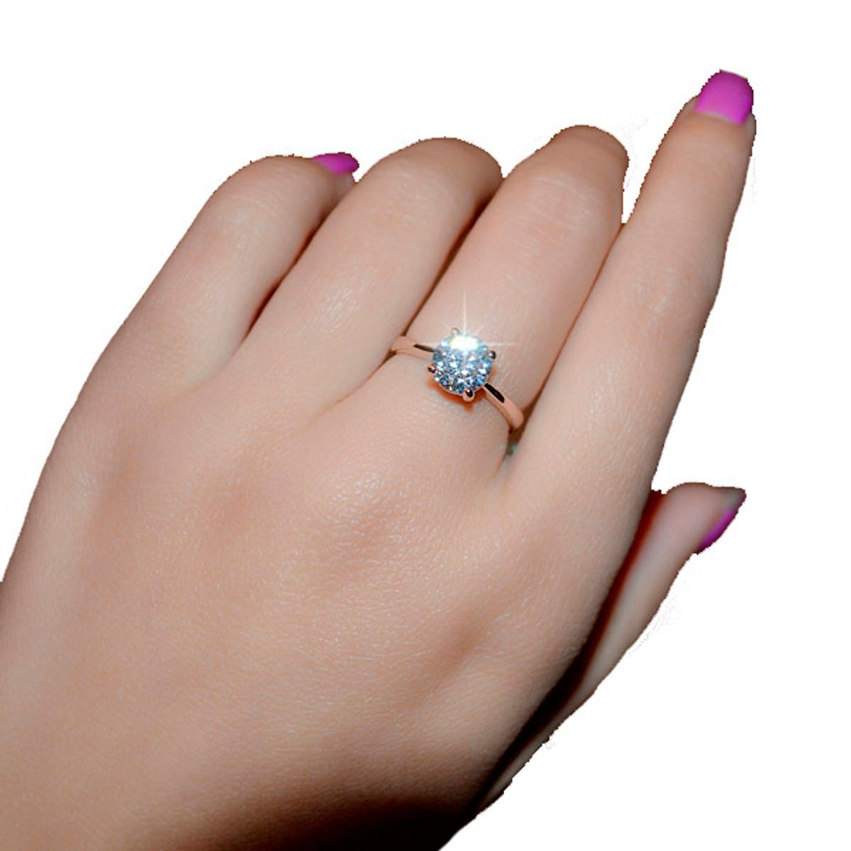 LA TIENDA 88 JOYAS Y ACCESORIOS - La Tienda 88 - Anillo de Compromiso Mujer Bañado en Oro de 18k - Rosa