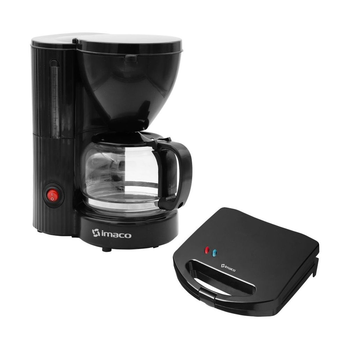 IMACO - Combo Cafetera elect 6 tazas cm608n+Sandwich maker 2 panes ist101n