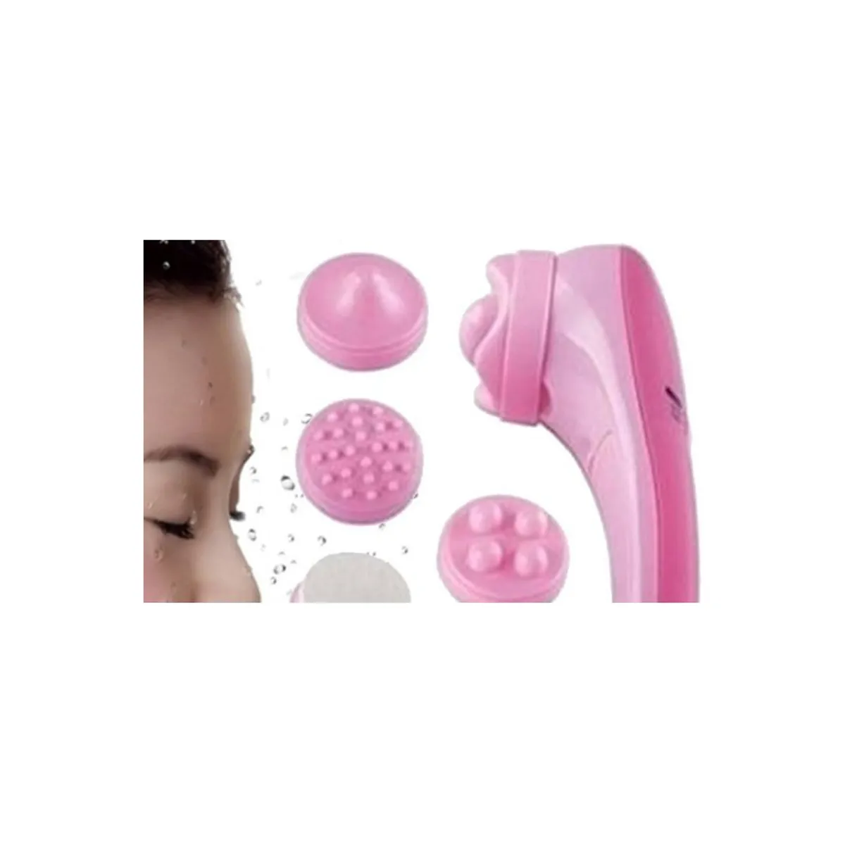 GENERICO - Masajeador facial 5 accesorios rostro y cuello+limpieza facial-rosado