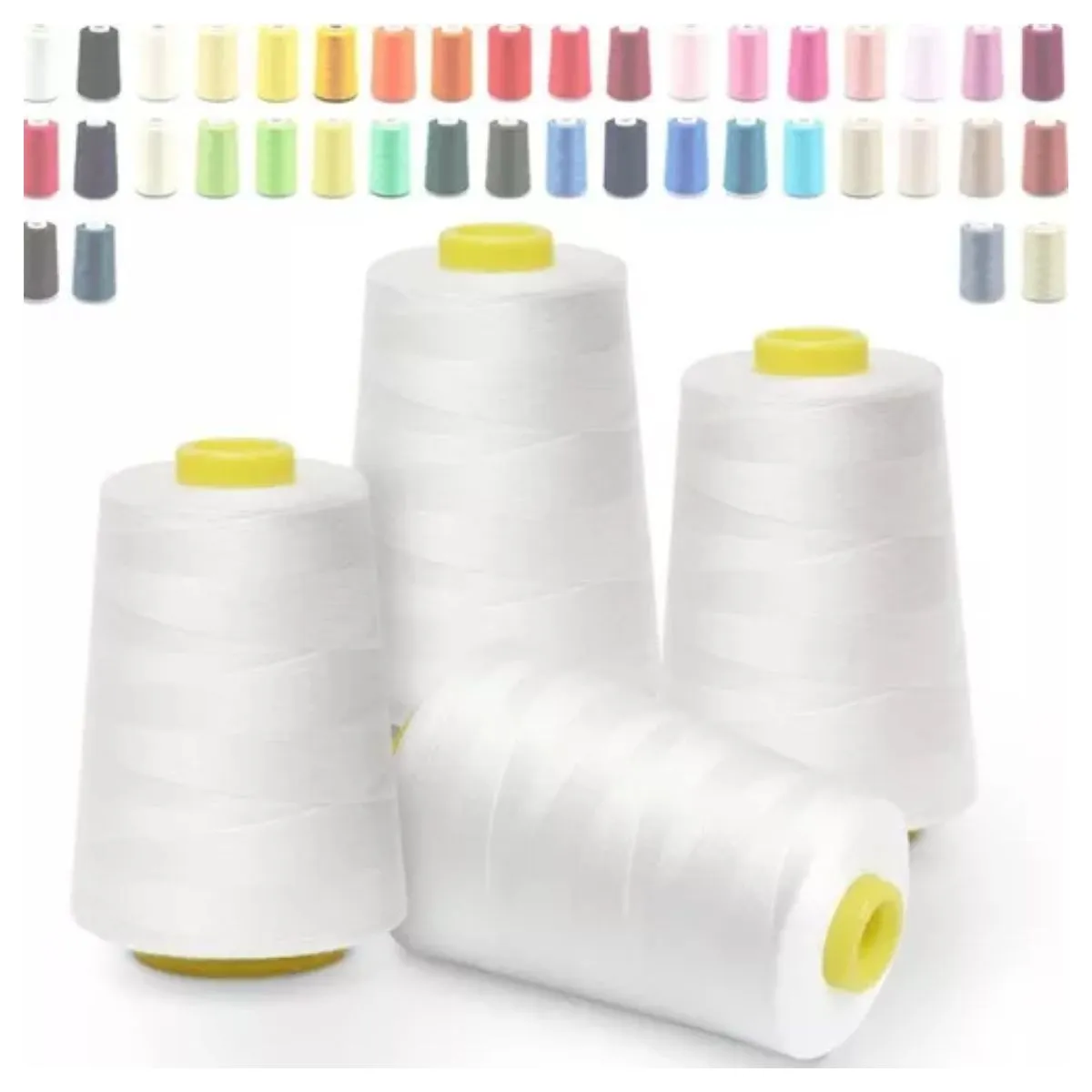 GENERICO - Hilo De Costura 40-2 Blanco Poliester (4 Conos) C/u 5000 Mtr