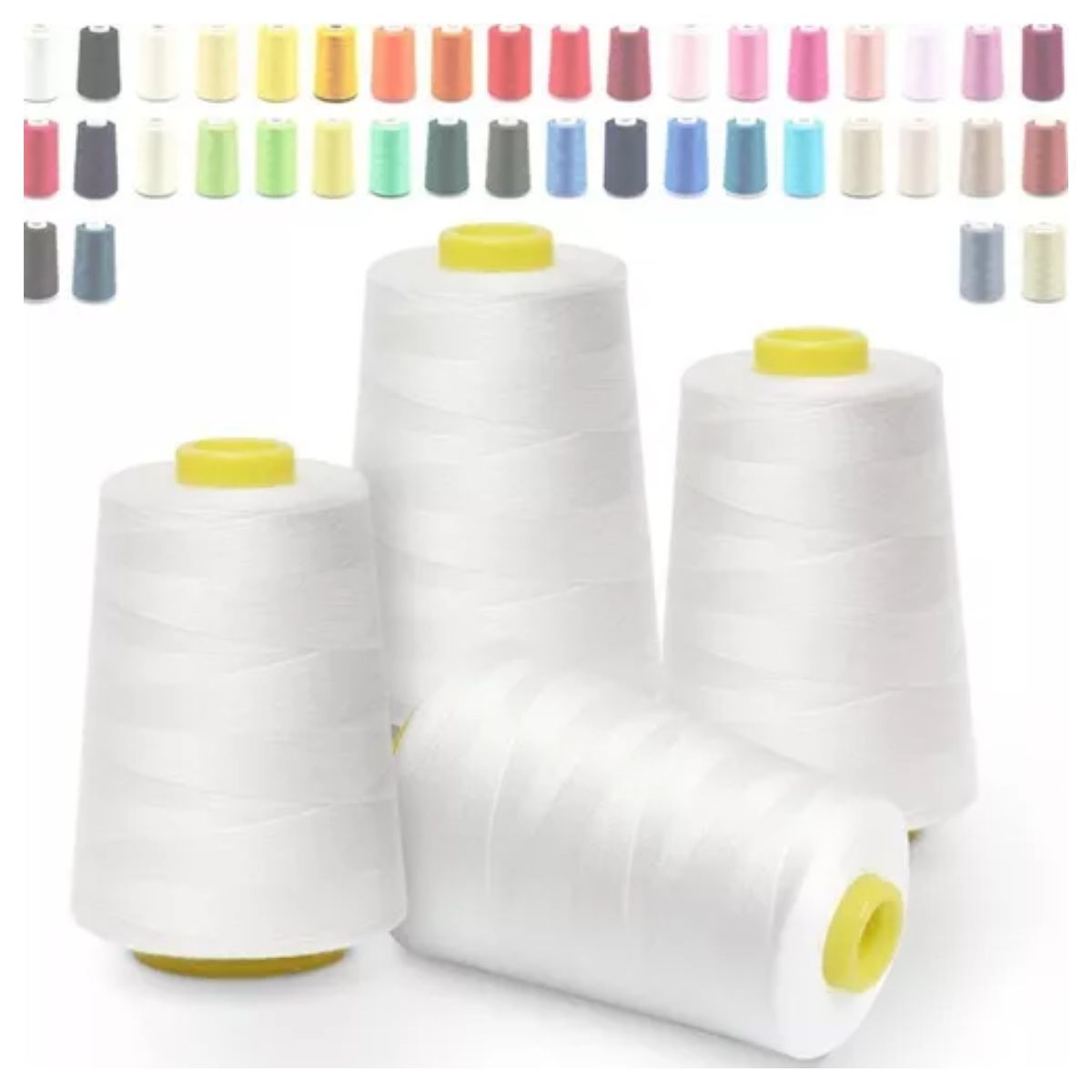 GENERICO - Hilo De Costura 40-2 Blanco Poliester (4 Conos) C/u 5000 Mtr