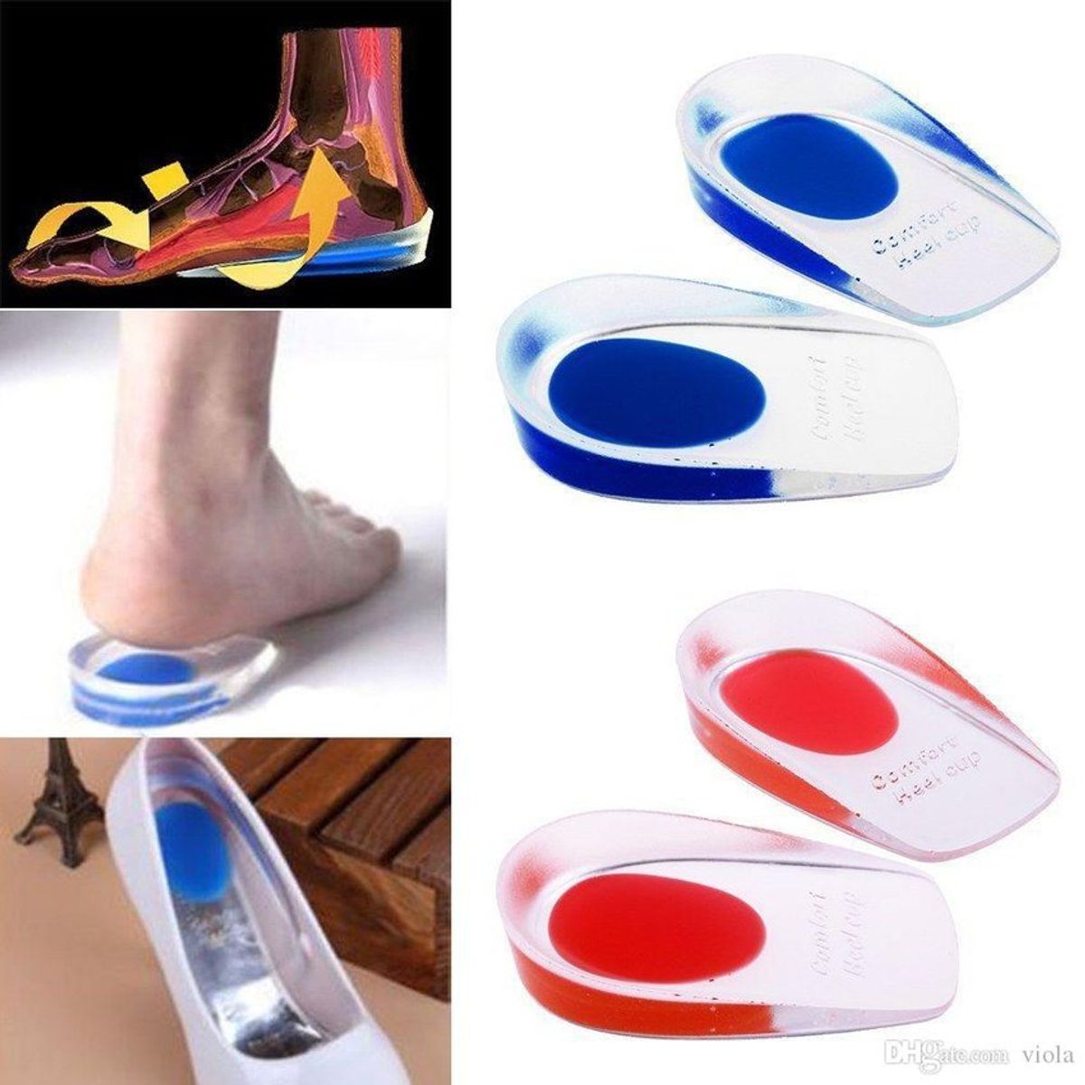 GENERICO - Plantilla talonera de silicona gel flexible para espolon calcaneo