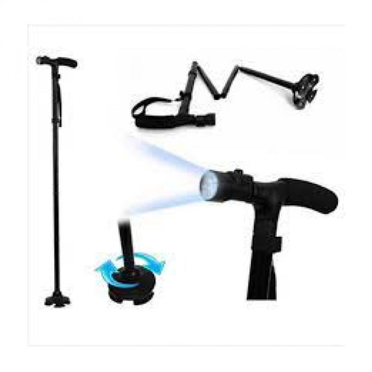 GENERICO - Bastón adultos mayores plegable con luz led ortopédico antideslizante