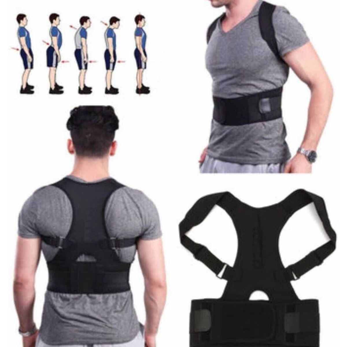 GENERICO - Corrector de postura doble reforzado con 10 imanes