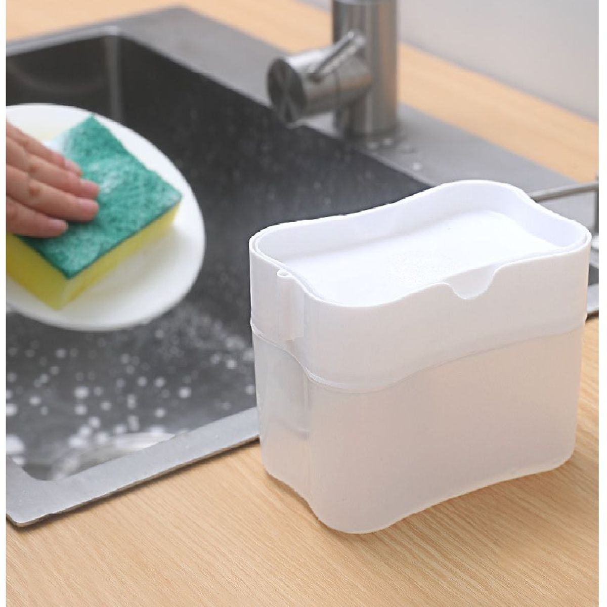 GENERICO - Dispensador Lavavajillas Jabon Liquido 2 en 1 + Esponja