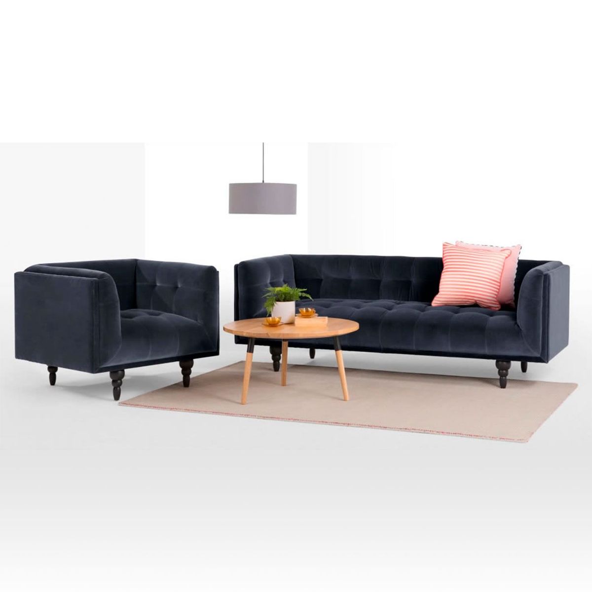 YOLODECORO - Sofá Connor 3 Cuerpos Azul Marino