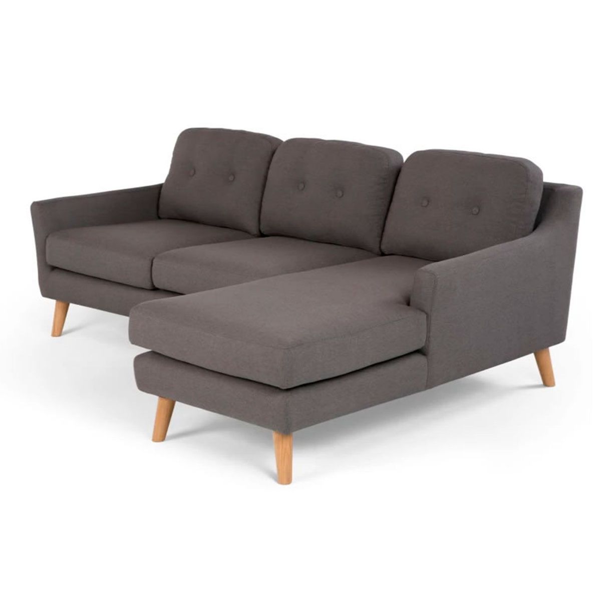 YOLODECORO - Sofá Esquinero Rufus 3 Cuerpos Con Chaise Longue Derecho Gris