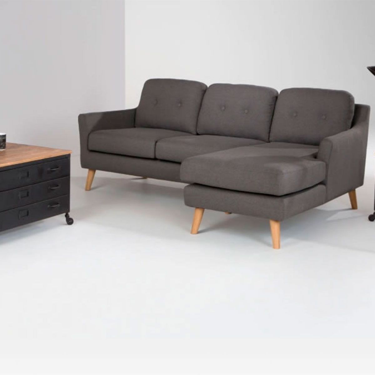 YOLODECORO - Sofá Esquinero Rufus 3 Cuerpos Con Chaise Longue Derecho Gris