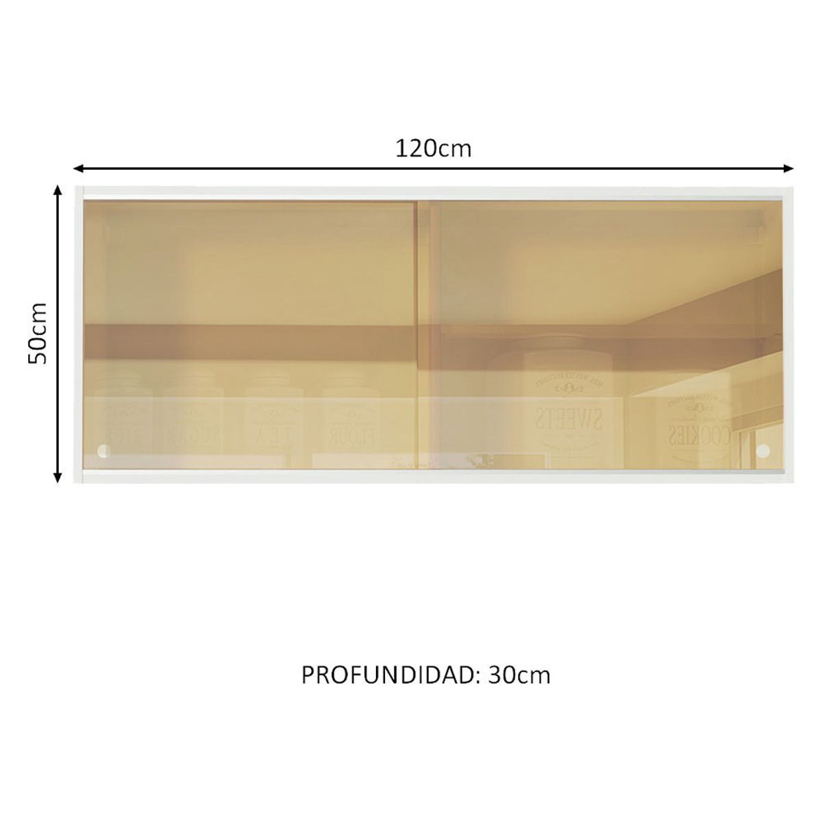 MADESA - Alacena de Cocina 120 cm 2 Puertas Corredizas de Cristal Reflex