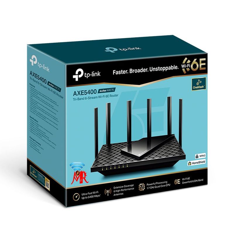 TP LINK - Archer AXE75 Router Gigabit Wi-Fi 6E  AXE5400 AI de Triple Banda