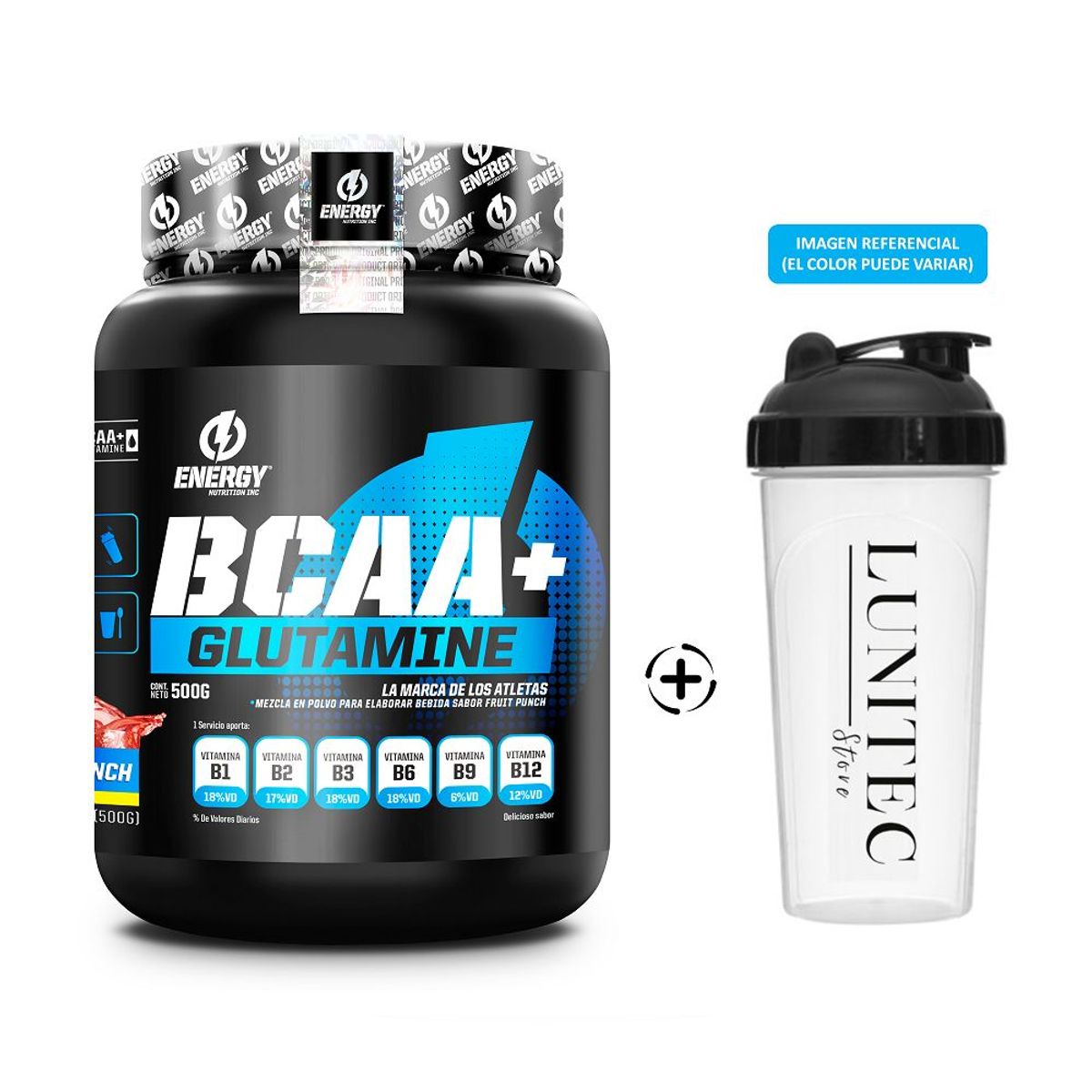 ENERGY NUTRITION - Aminoácido Energy Nutrition Bcaa 500 Gr Fruit Punch + Shaker