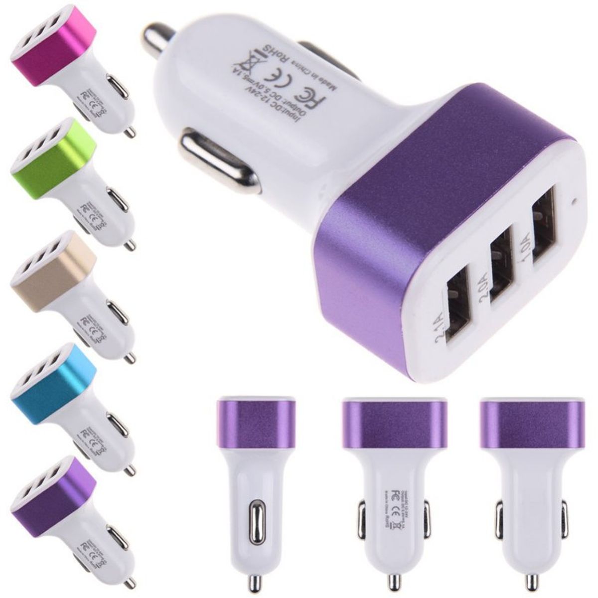 GENERICO - cargador adaptador 3 usb cigarrera 3 puerto para carro 3.1a