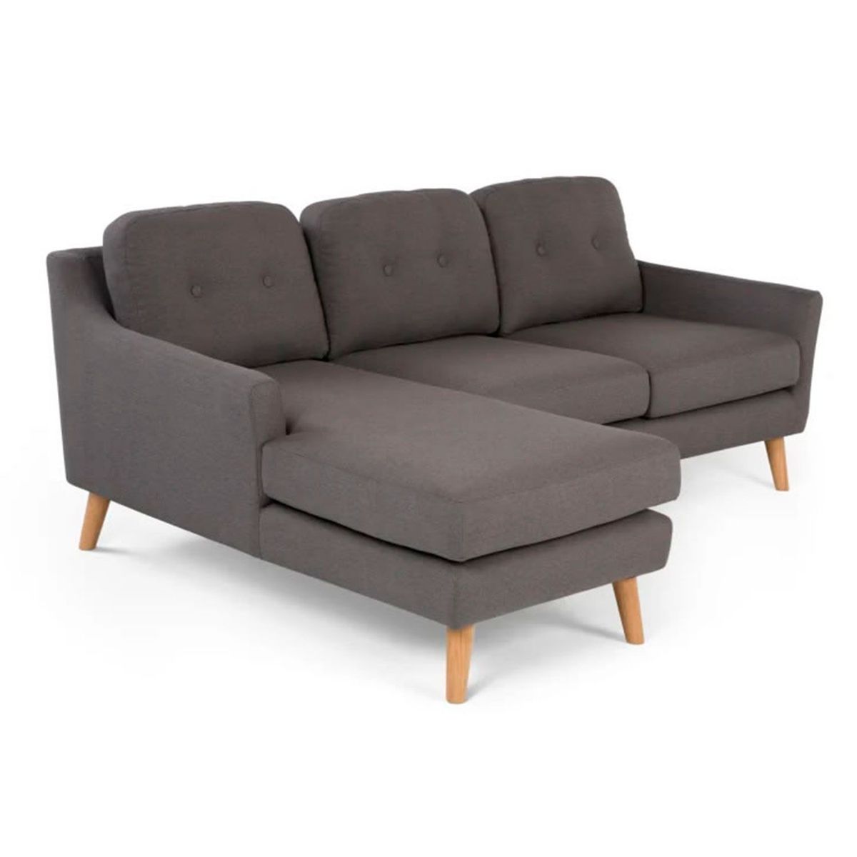 YOLODECORO - Sofá Esquinero Rufus 3 Cuerpos Con Chaise Longue Izquierdo Gris