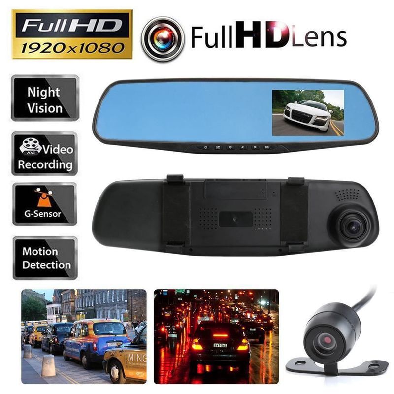 OEM - Espejo Retrovisor DVR Cámara Doble Visión Nocturna