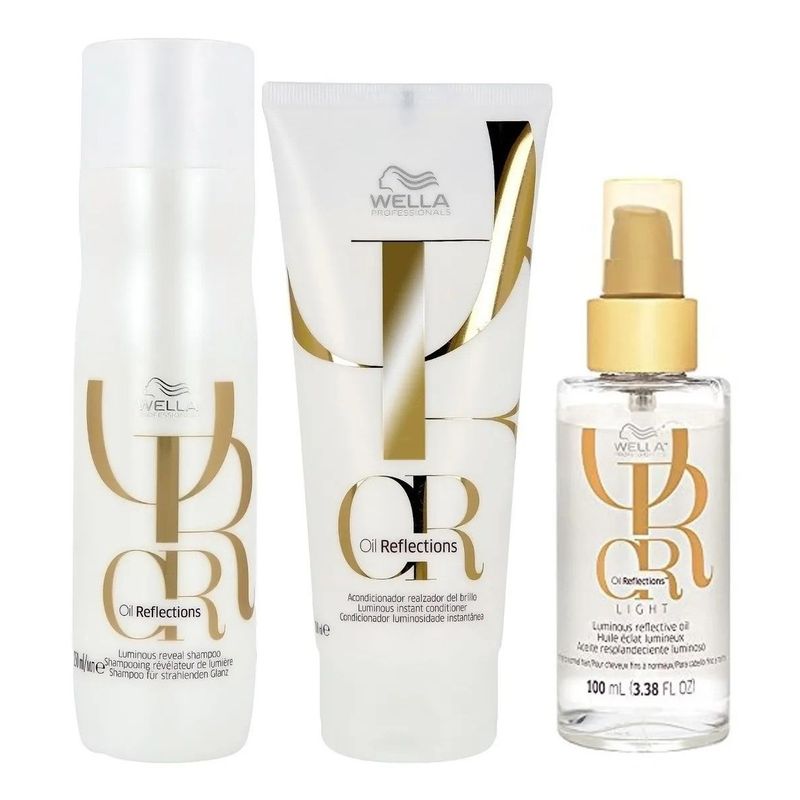 WELLA - Shampoo 250ml+ Acondicionador+ Aceite Oil Reflections Light Wella