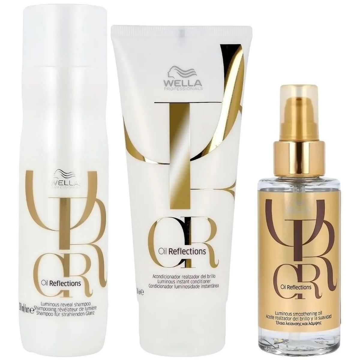 WELLA - Shampoo 250ml+ Acondicionador+ Aceite Luminous Oil Reflections Wella