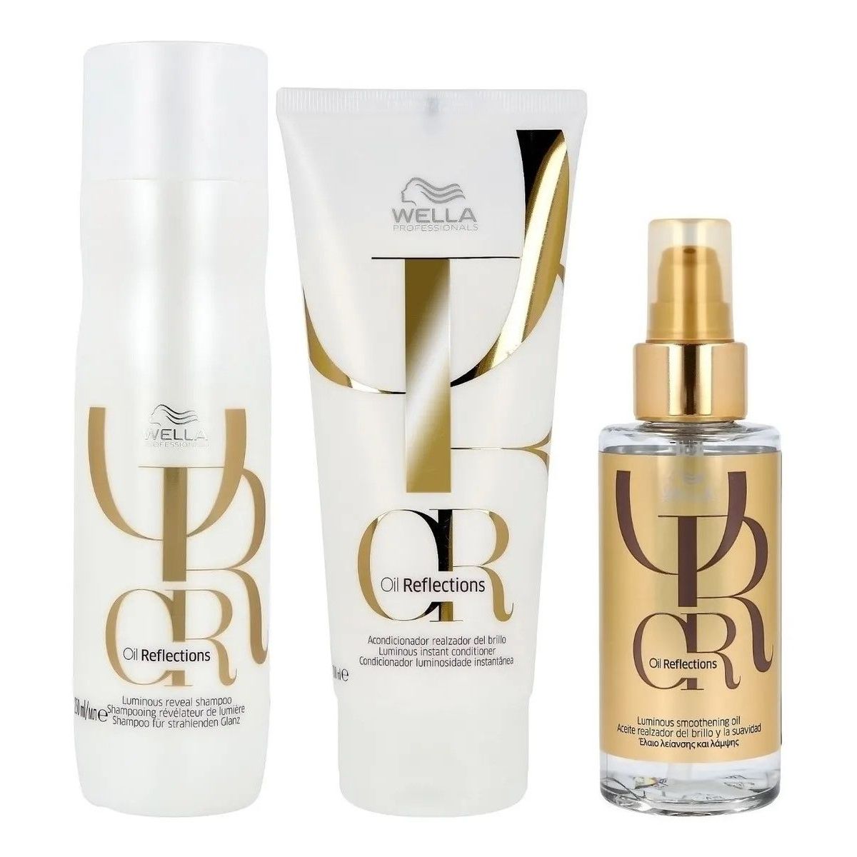 WELLA - Shampoo 250ml+ Acondicionador+ Aceite Luminous Oil Reflections Wella