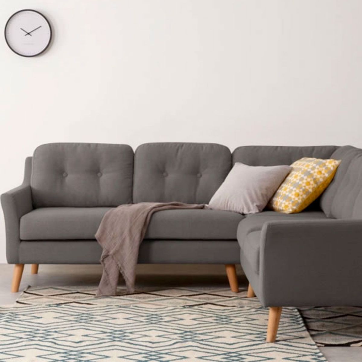 YOLODECORO - Sofá Esquinero Rufus 5 Cuerpos Gris Rinoceronte