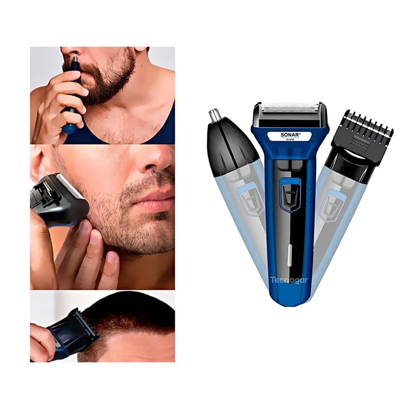 SONAR - Máquina de Afeitar 3 en 1 con Cabezal Intercambiable Inalámbrica SONAR