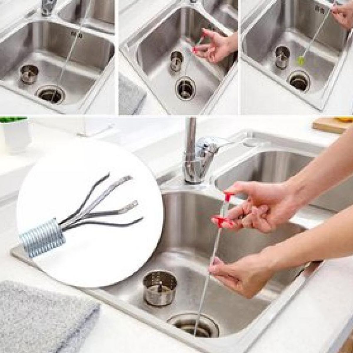 GENERICO - Desatorador de lavadero, ducha, cocina, baño tipo pinza 80 cm