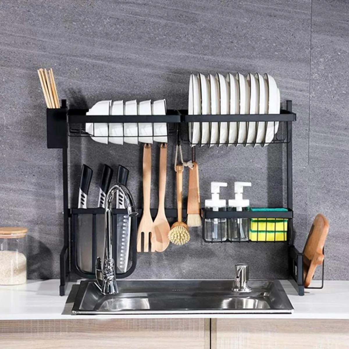 GENERICO - Escurridor de platos sobre el fregadero rack de acero inoxidable 65cm