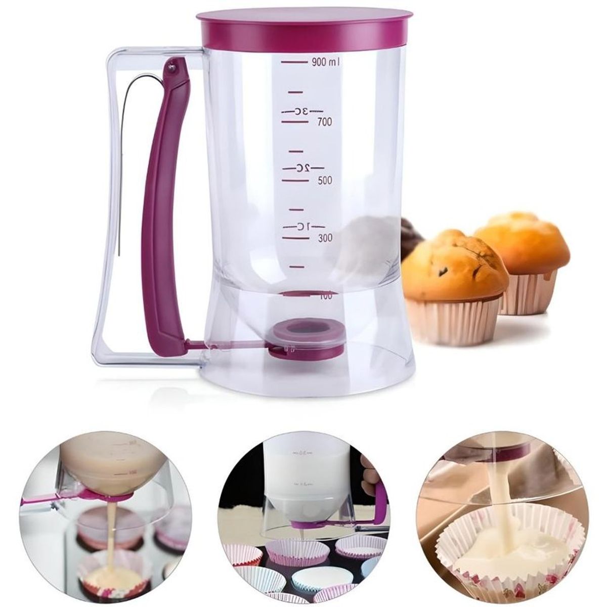 GENERICO - Jarra dispensador de masa para panqueques y postres 900ml