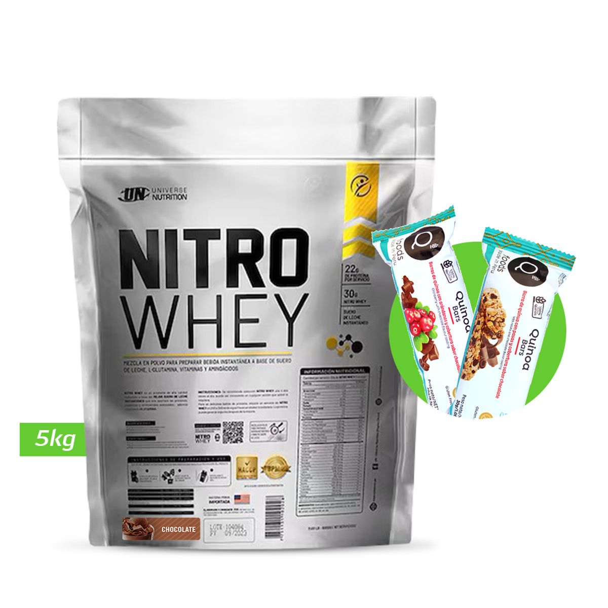 UNIVERSE NUTRITION - NITRO WHEY 5KG PROTEINA UN CHOCOLATE+ REGALOS