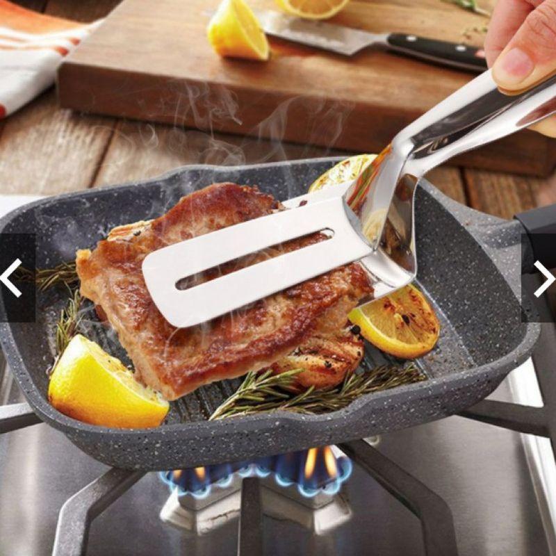 GENERICO - Espátula tipo pinza de cocina acero inoxidable para barbacoa