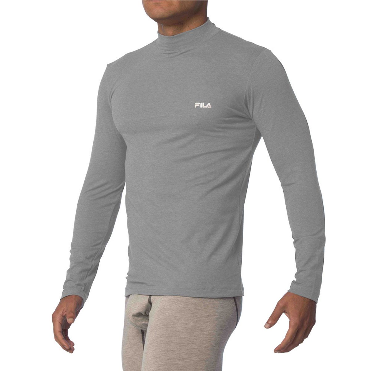 FILA - Polo Manga Larga Fila Cuello Alto Plomo Claro