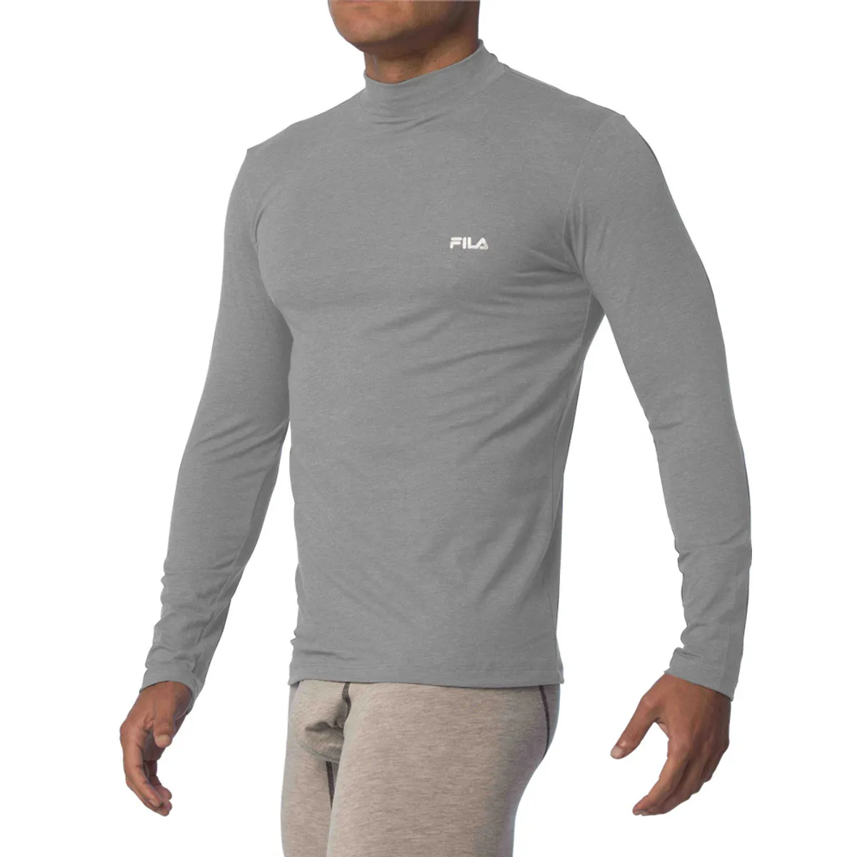 FILA - Polo Manga Larga Fila Cuello Alto Plomo Claro