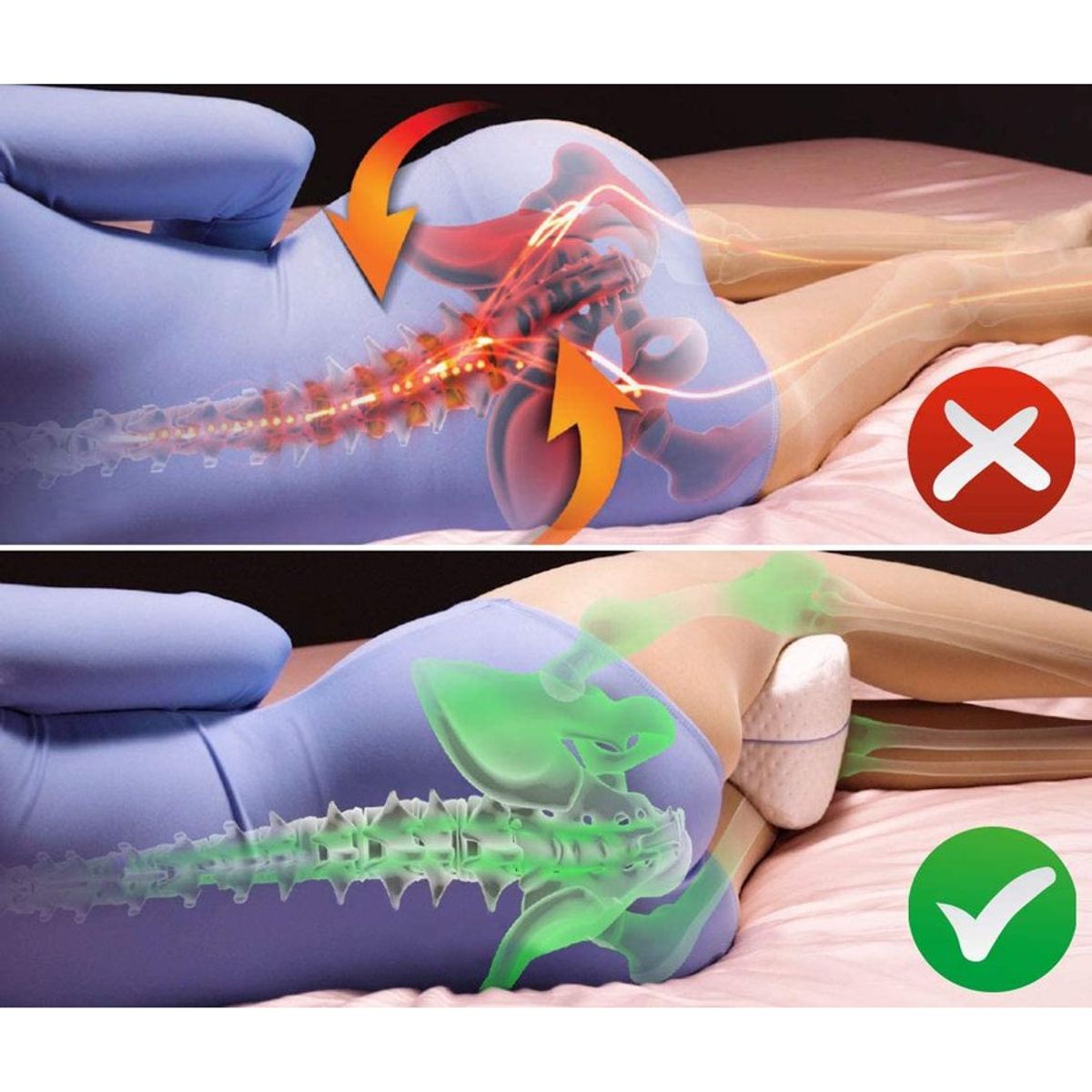 GENERICO - Almohada ergonómica espuma viscoelástica para dormir de lado - blanco