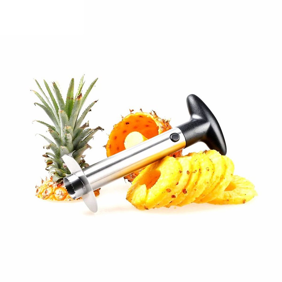GENERICO - Cortador pelador de piña de acero inoxidable rodajas cocina grande
