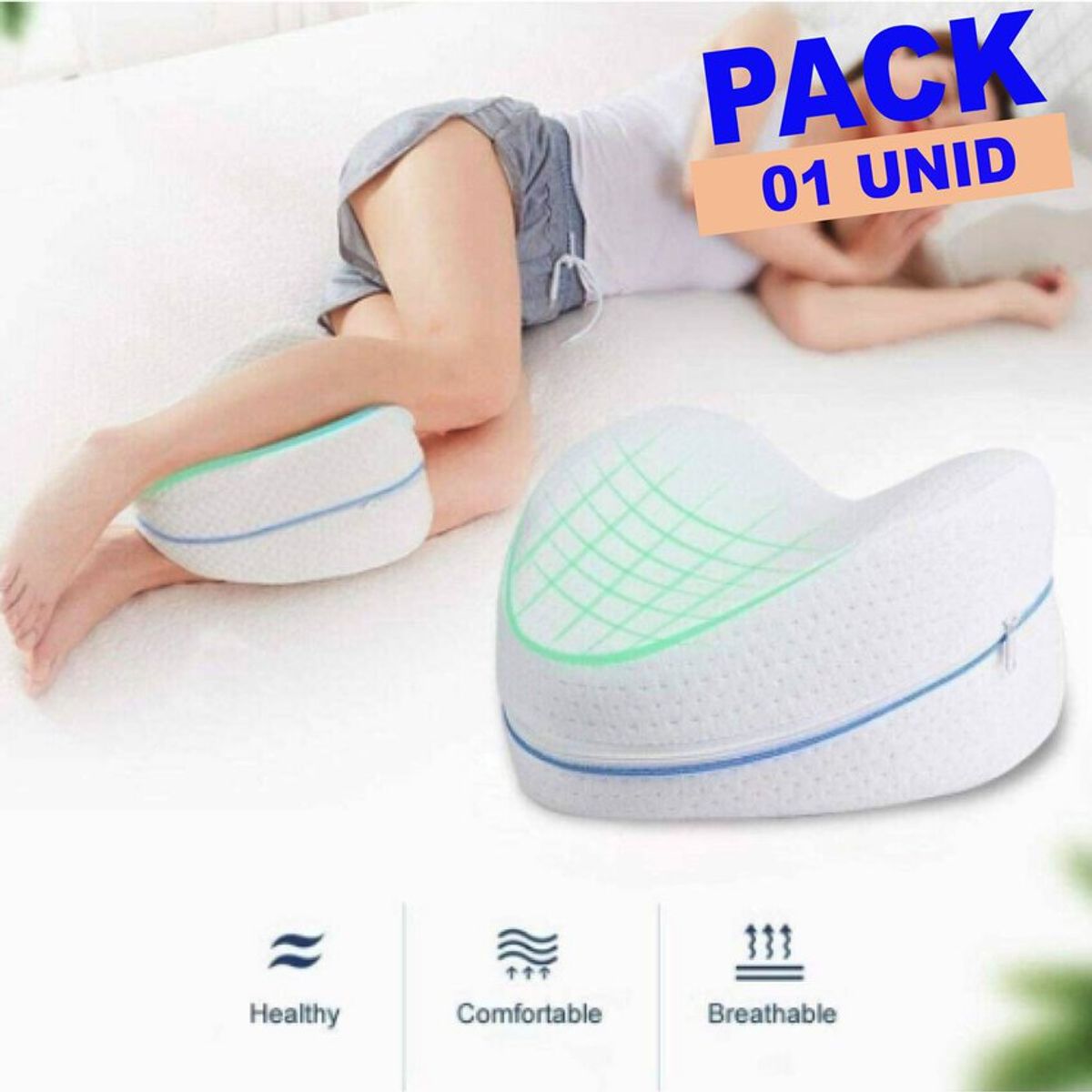 GENERICO - Almohada ortopédica relajante de rodillas piernas para dormir - blanco.