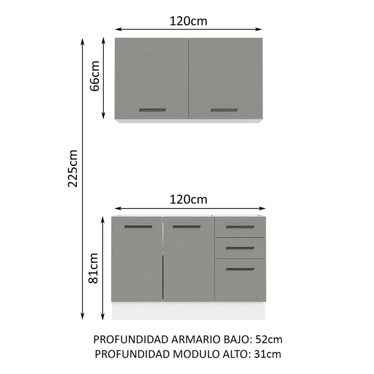 MADESA - Mueble de Cocina Integral Agata 120 cm - Con Lavadero