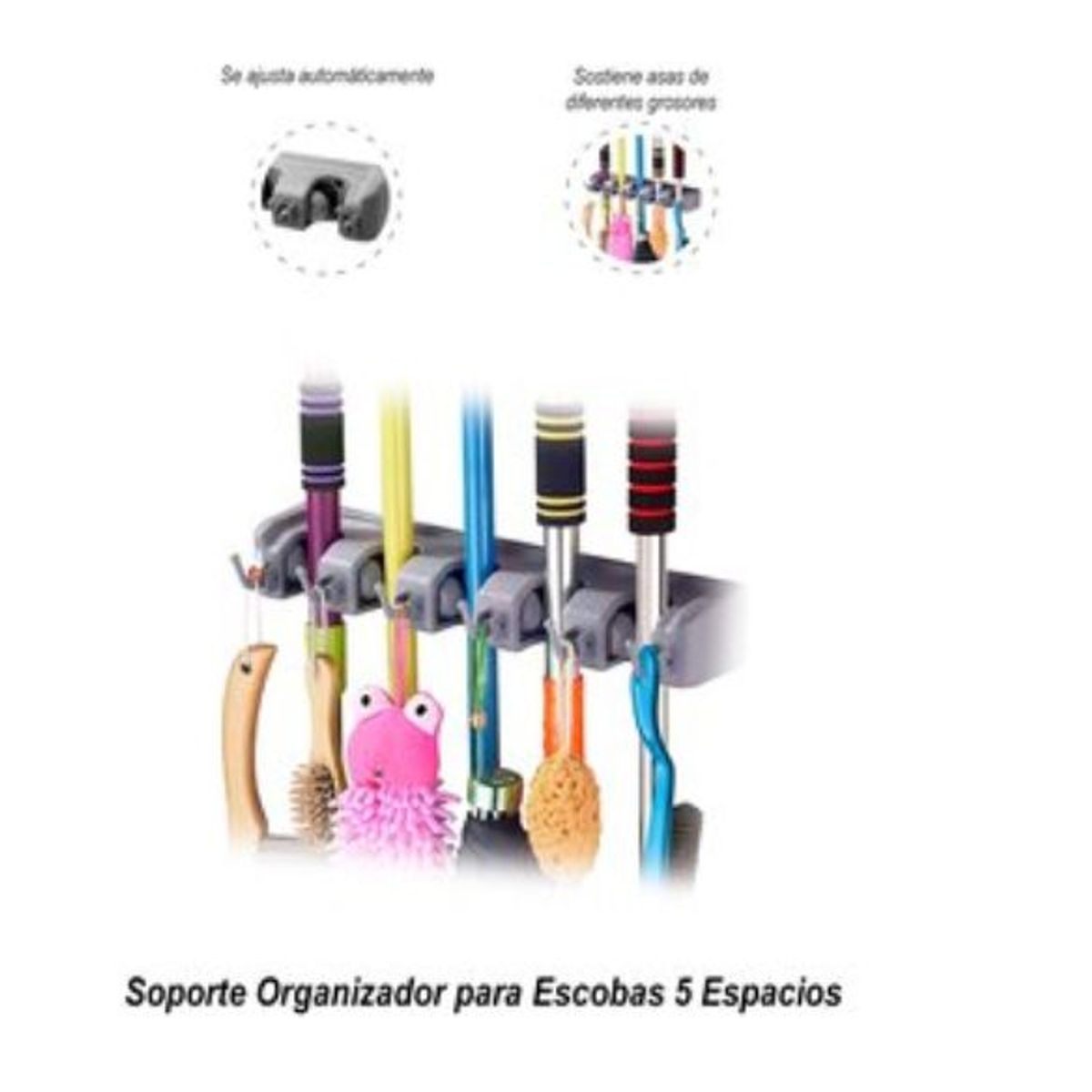 GENERICO - Soporte organizador para escobas 5 espacios