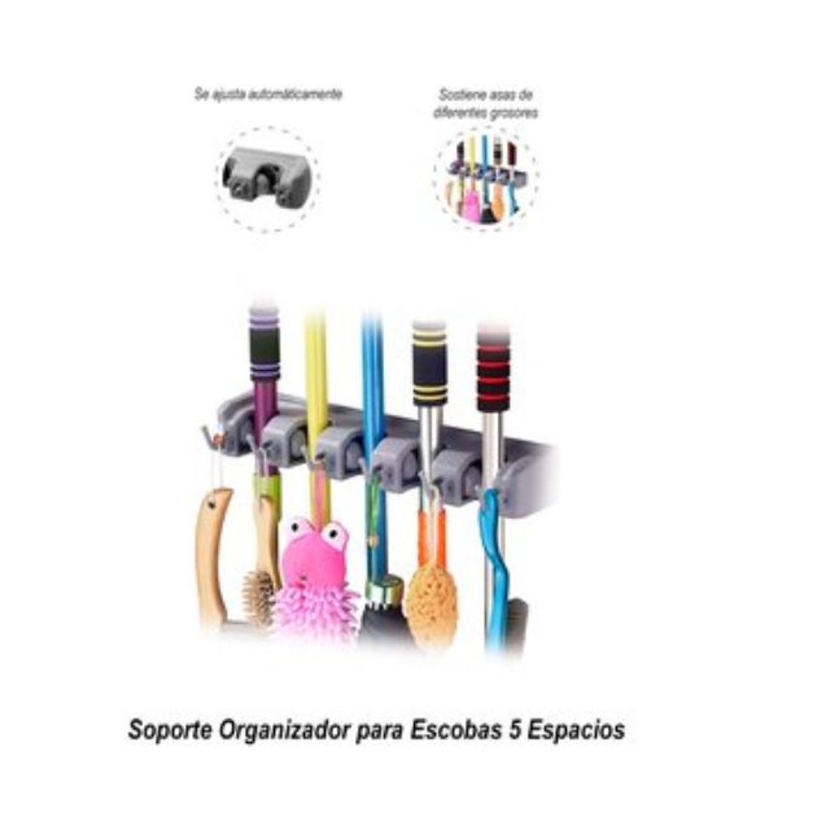 GENERICO - Soporte organizador para escobas 5 espacios
