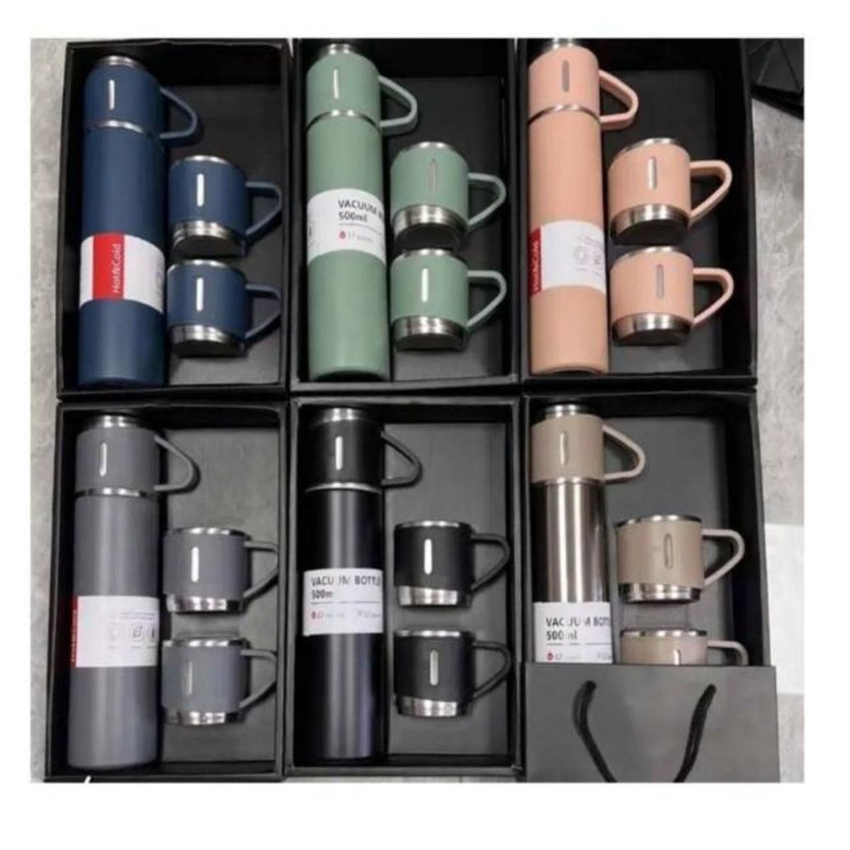 GENERICO - Set de 4 pz termo de acero inoxidable 500 ml taza